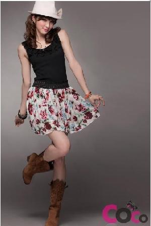 cotton floral short summer flimsy skirt