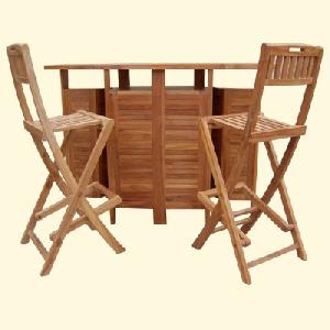 Teak Outdoor Sweden Bar Set Folding Chair Extendable Table Garden Furniture