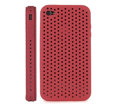 Ventilated Silicone Case Cover For Iphone 4 Red Adn White