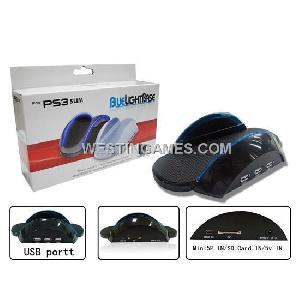 Blue Light Base Black For Ps3 Slim Console