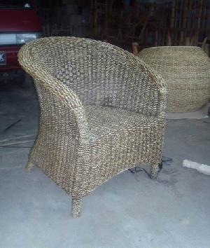 dining armchair bonsu sea grass gliss brown woven rattan indoor furniture java indonesia