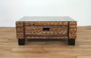 square coffee table glass banana abaca woven rattan furniture indonesia