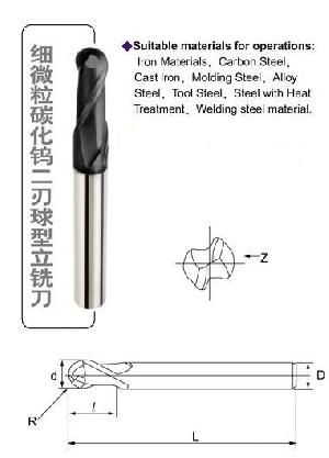 2-flute Ball Nose End Mill