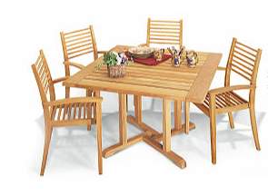 Denver Teak Square Dining Set Teka Wooden Garden Outdoor Furniture