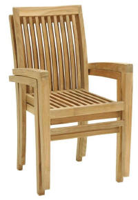 Surabaya Straight Stacking Dining Chair Teak Teka Wooden Garden Outdoor Furniture