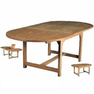 Teak Bali Oval Extension Table Teka Wooden Outdoor Garden Furniture