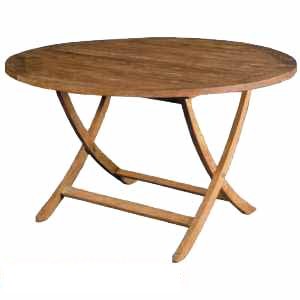 teka round folding table curve legs teak wooden garden outdoor furniture