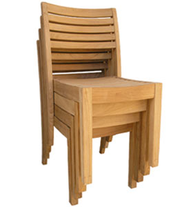 Teka Wina New Stacking Dining Chair Without Arm Rest Teak Wooden Garden Outdoor Furniture