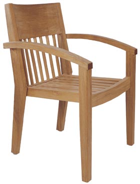 Tokyo Curve Arm Stacking Dining Chair Teka Teak Wooden Garden Outdoor Furniture