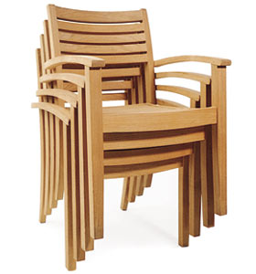 Wina New Stacking Dining Chair With Arm Rest Teak Teka Wooden Garden Outdoor Furniture