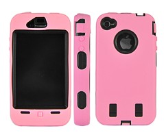 Rugged Hard Plastic Case For Iphone 4 Pink New