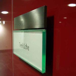 Brushed Stainless Steel Architectural Door Sign With Folio Paper Holder