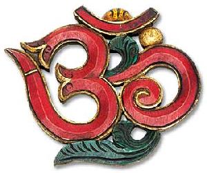 Tibetan Red Om Symbol Wall Hanging