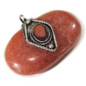 tibetan tiger eye coral sterling silver amulet