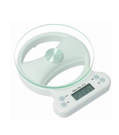 Temper Glass Electronic Kitchen Scale Capacity 5kg / 1g Clock Function