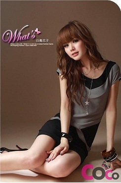 Black Fashion Korean Personality Colormatching Long T-shirt