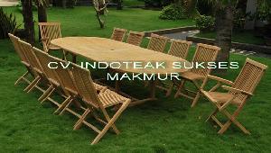 teak garden furniture larges extending table 300cm 12 pieces folding chairs