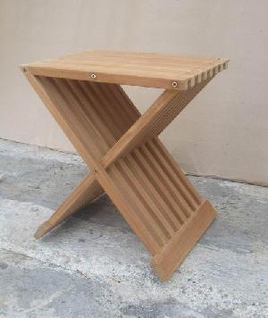 Barbara Teka Folding Stool Solid Teak Outdoor Garden Furniture Bali Java Indonesia