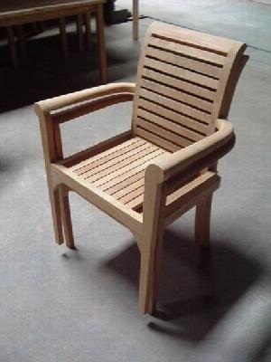 barcelona stacking chair audia solid teak teka outdoor garden furniture bali java indonesia