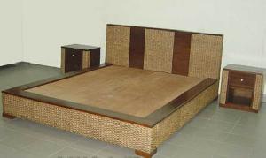 Milan Banana Leaf Bed With Bedside Woven Rattan Wicker Indoor Furniture Java Indonesia