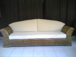 Morocan Sofa Three Seater Water Hyacinth Woven Wicker Rattan Indoor Furniture