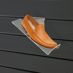 acrylic perspex shoe shelf right hand sloping