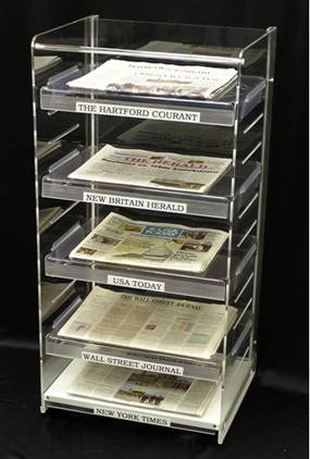 acrylic 5 tier newspaper display stand