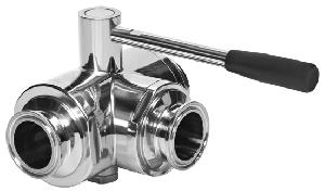 Sanitary Three Way Ball Valve Clamped End, Screwed End Or Butt Weld End