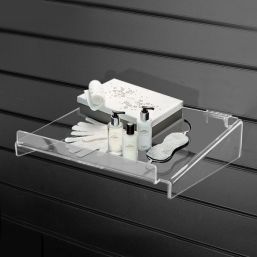 Acrylic / Perspex Slatwall Shelf Side Supports And Lip