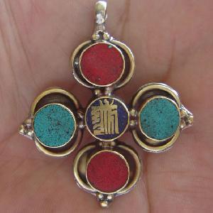 Tibetan Kalachakra Mantra Symbol Amulet Pendant