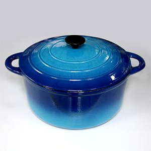 Round Cast Iron Casserole In Grident Blue