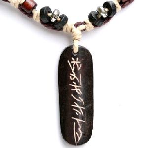 handmade tibetan ox bone mantra necklace