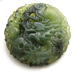 Vintage Blood Jade Amulet Pendant Delicately Carved Dragon Protect