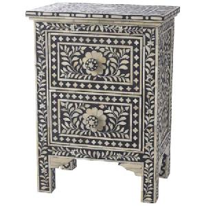 Bone Inlay Bedside Table, Cabinet, Nightstand