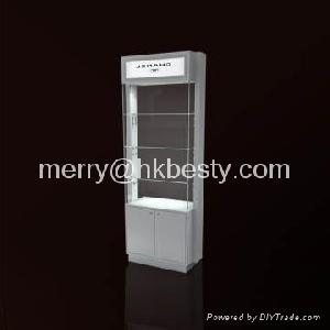 Glossy White Wooded Display Showcases And Jewelry Wall Cabinet