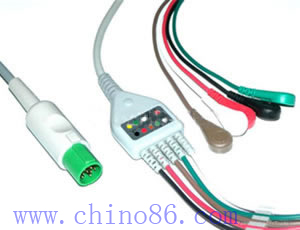 Hellige One Piece Five Lead Ecg Cable And Leadwire