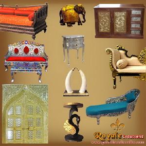 Indian Handicrafts, Silver Sheet Furniture, Teak Wood, Minakari, Brass Fitted, Traditional Furniture