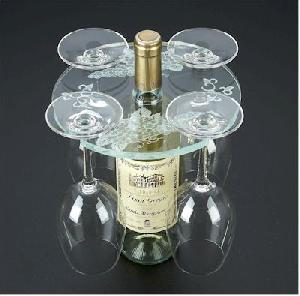 Round Acrylic Four Wine Glass Holder