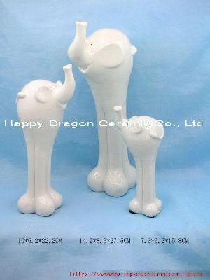 White Ceramic Elephant, Ceramic Animal, Elegant Art Decoration