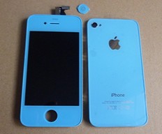 Blue Full Iphone 4 Full Kits Front Lcd And Disgitizer And Back Panel Blue Home Button