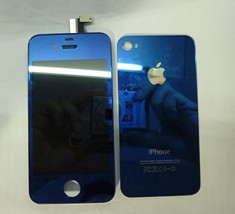 Deep Blue Full Iphone 4 Kits Front And Back Panel Black Home Button