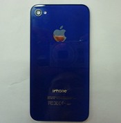 Iphone 4 Glass Back Cover With Deep Blue Supporting Frame Deep Blue