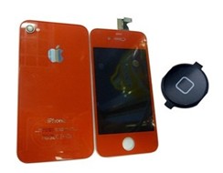 Rose Red Full Iphone 4 Kits Front Lcd Digitizer With Screen And Back Panel Black Home Button