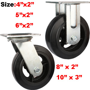 Rubber Caster Wheels With Cast Iron Centre