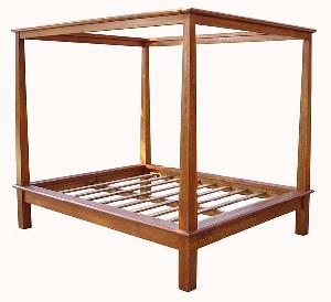 Teak Minimalist Bed 4 Poster