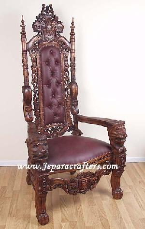 Lion Chair Carved Big Mahogany