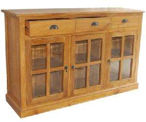 teak buffet glass