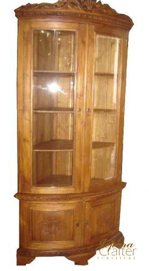 Teak Corner Cabinet Carved