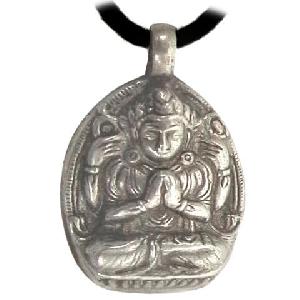 sterling silver carved buddha meditation amulet pendant tibet