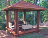 Gazebo Saudi #1 Single Roof Iron Wood Merbau Wood